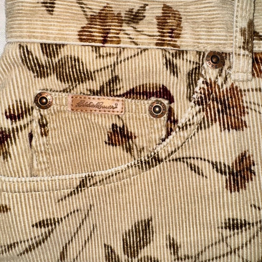 Eddie Bauer Y2K Tan Floral Jeans Style Corduroy Maxi Skirt, Sz 16P - Picture 8 of 14